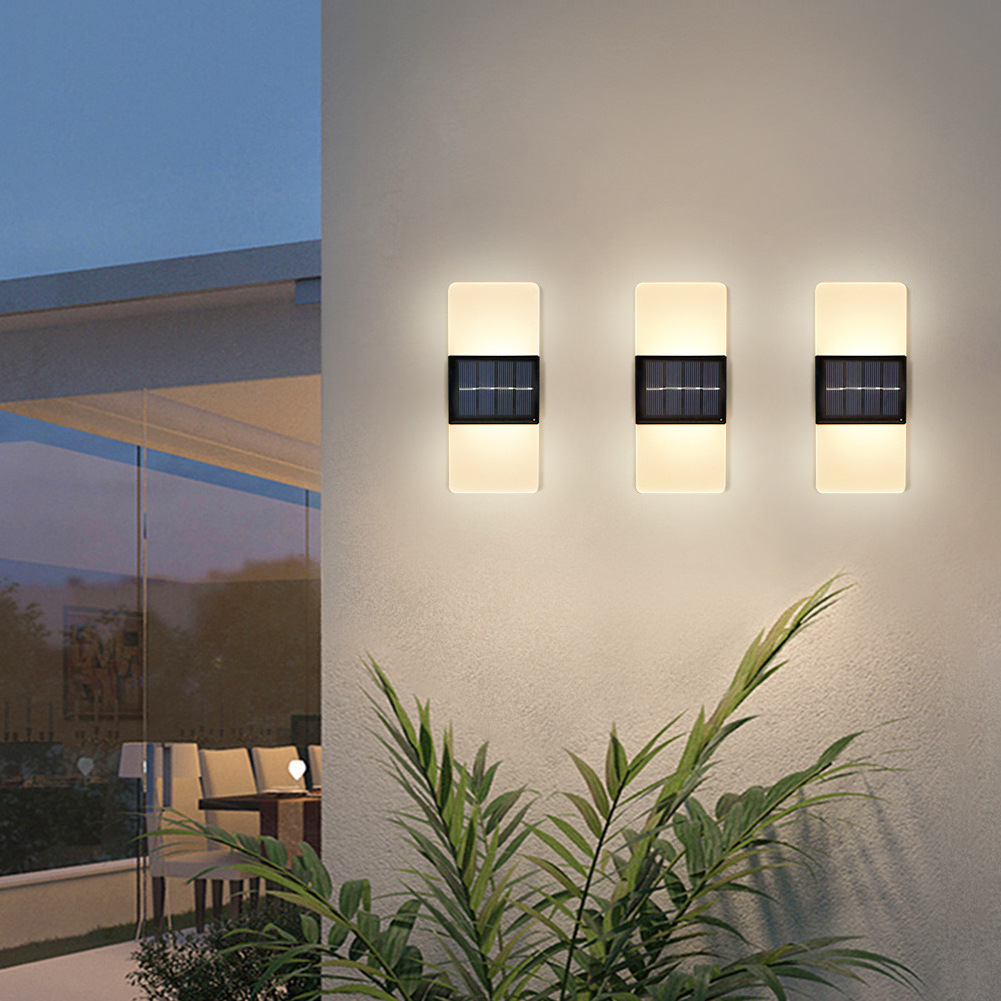 Warm white outdoor Lighting for Yard Terrace IP65 solar led wall light solar garden light