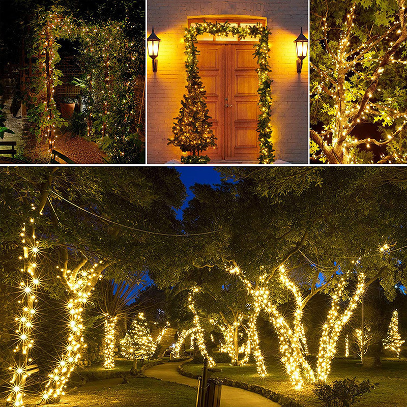 Solar Christmas Outdoor Waterproof Garden String Lights 72FT 200 LED 8 Modes Fairy Lights for Xmas Yard Porch Camping Decoration