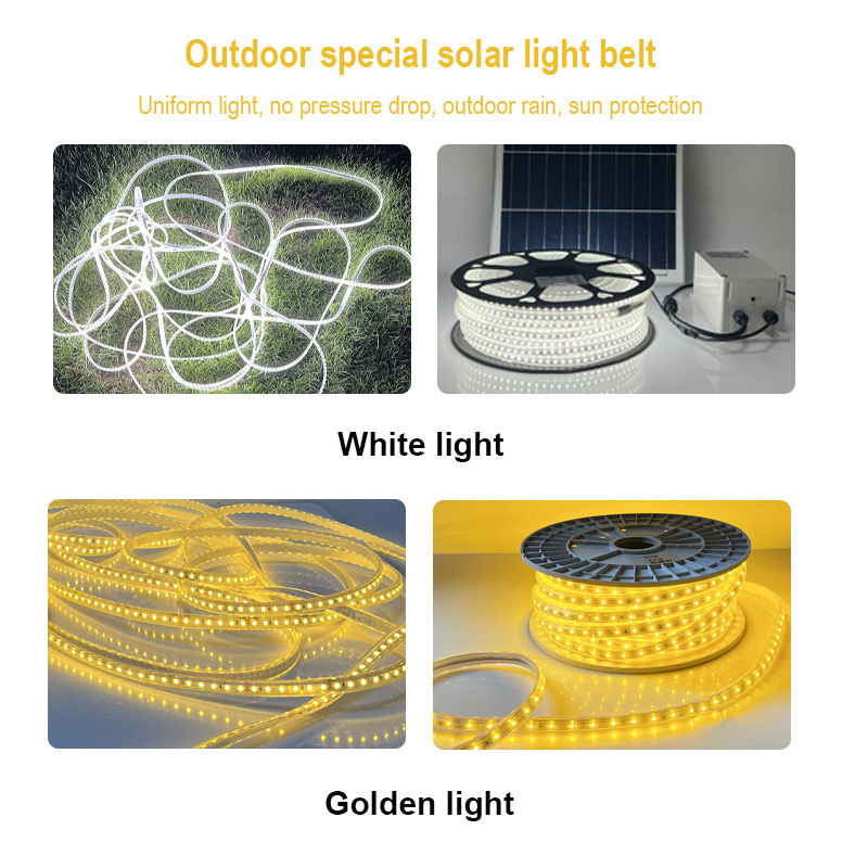 Factory Custom Solar LED Light Strip Light 2835 LED IP67 Waterproof Outdoor Flexible Light LED Strip with Solar Panel