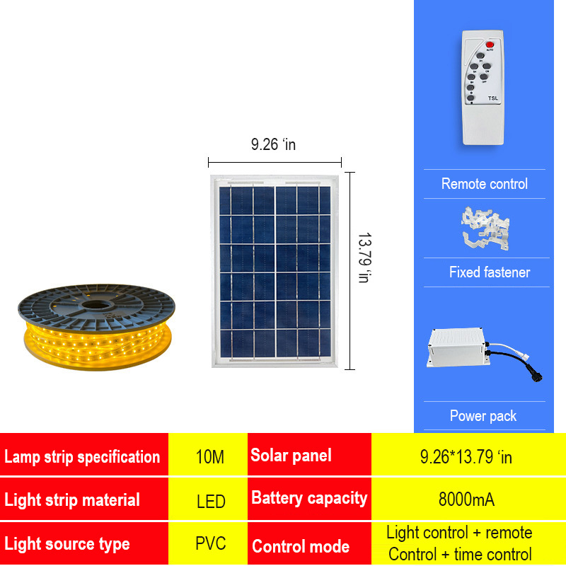 Factory Custom Solar LED Light Strip Light 2835 LED IP67 Waterproof Outdoor Flexible Light LED Strip with Solar Panel