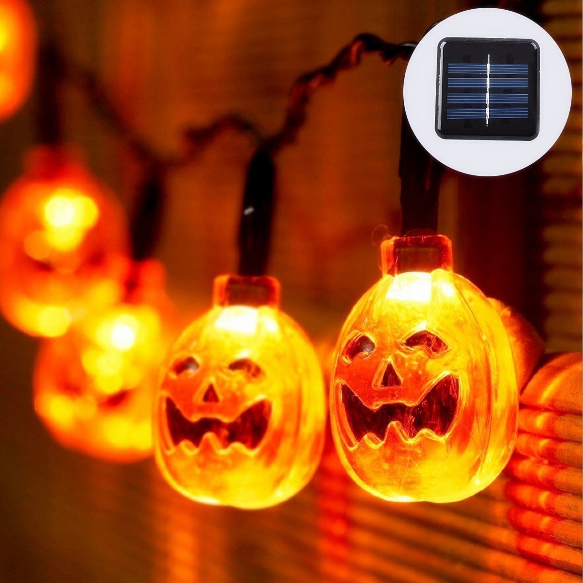 Solar light string small pumpkin grimace Halloween Garden Festival LED outdoor decorative light string