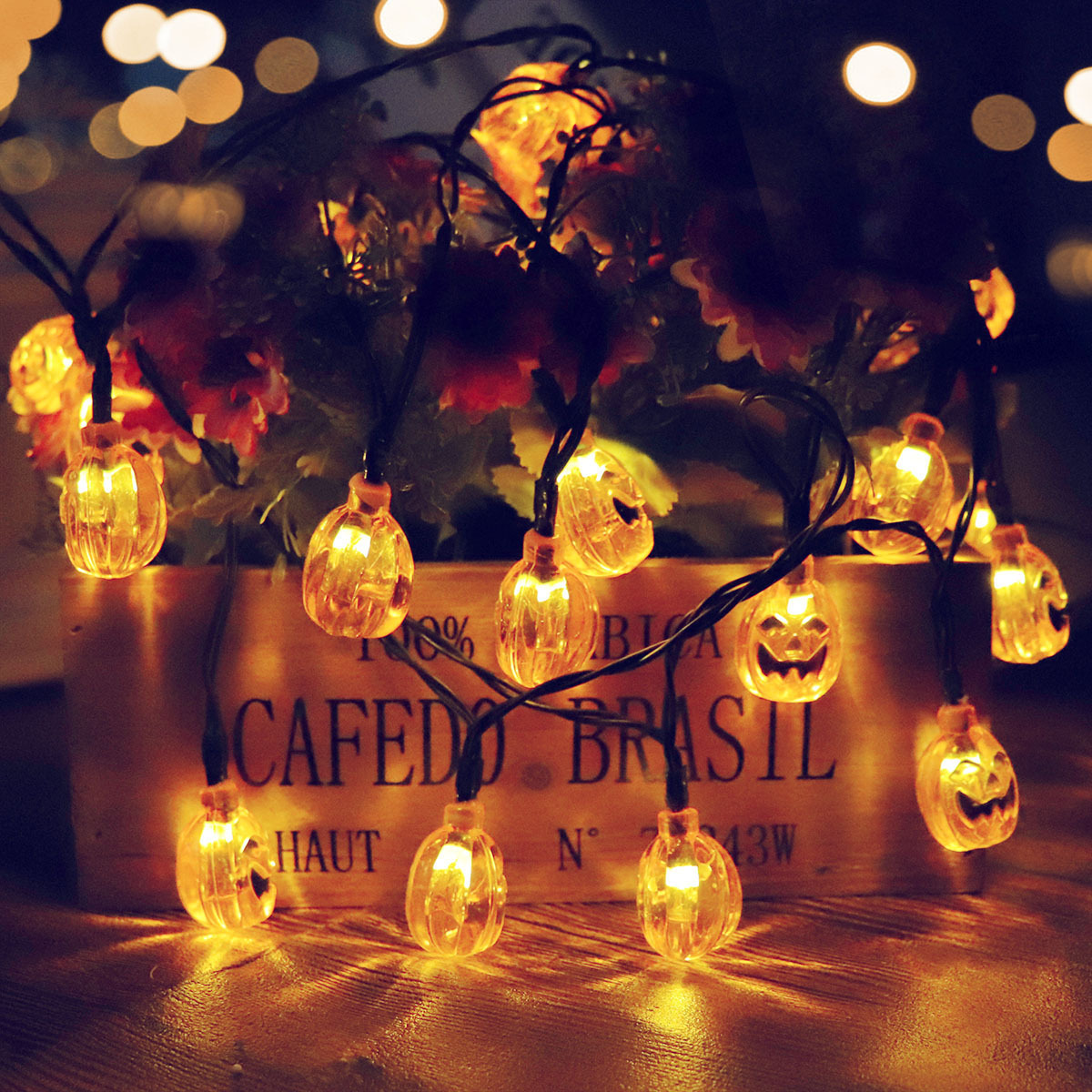 Solar light string small pumpkin grimace Halloween Garden Festival LED outdoor decorative light string