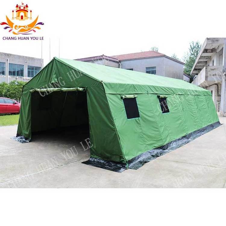 Hot Sale Custom Heavy Duty Canvas Khaki Outdoor Inflatable Round  Camping Disaster Relief Tent For Sale