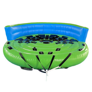 PVC 0.9mm5 people Green red  spinning inflatable flying towables surfing disco water ski tube boat water sport towable tube