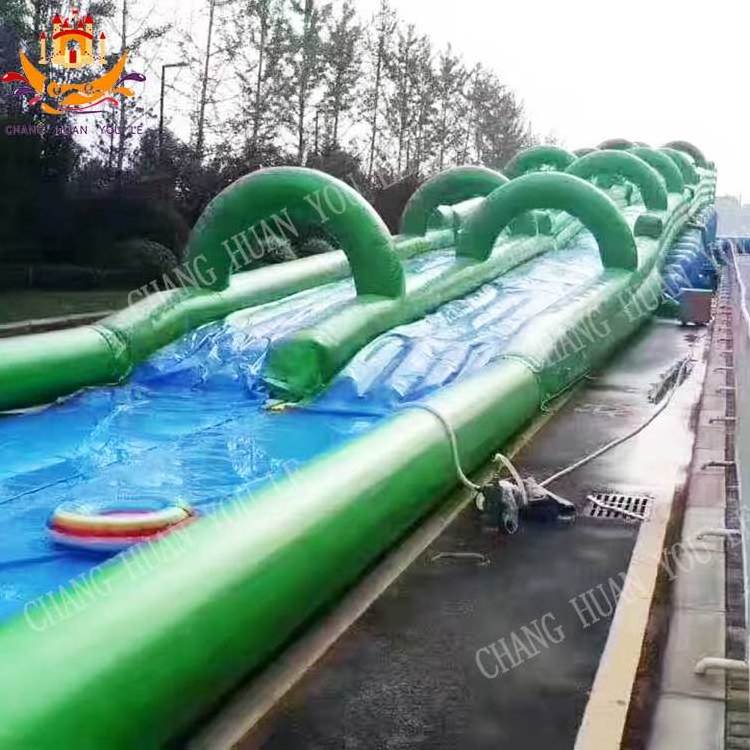 Pvc Double Lanes Inflatable Water Fun City  For  Giant Slip And Slide Adult