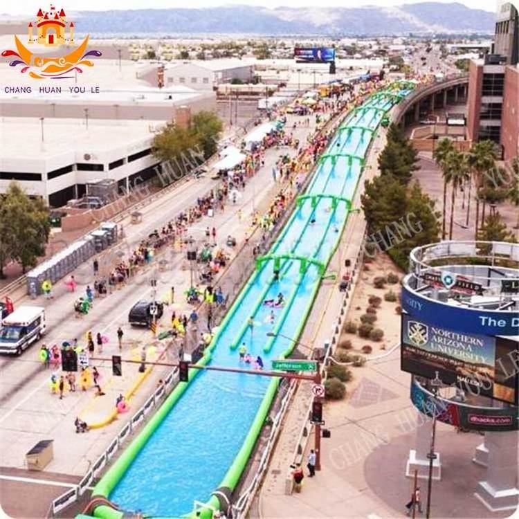 Pvc Double Lanes Inflatable Water Fun City  For  Giant Slip And Slide Adult