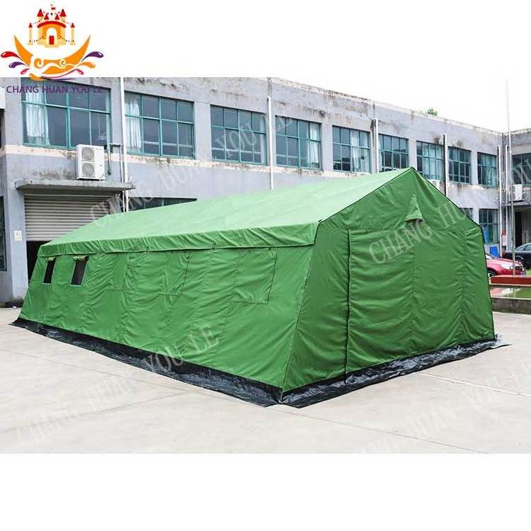 Hot Sale Custom Heavy Duty Canvas Khaki Outdoor Inflatable Round  Camping Disaster Relief Tent For Sale