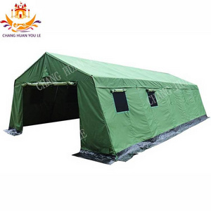 Hot Sale Custom Heavy Duty Canvas Khaki Outdoor Inflatable Round  Camping Disaster Relief Tent For Sale