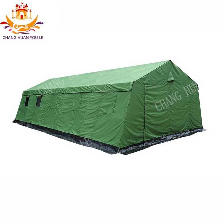 Hot Sale Custom Heavy Duty Canvas Khaki Outdoor Inflatable Round  Camping Disaster Relief Tent For Sale