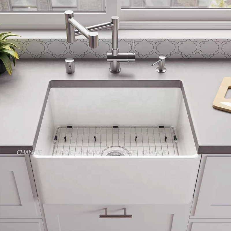 6533 Farmhouse Sink Deep Single Bowl 12l White Ceramic Porcelain Fireclay Apron Front Fireclay Kitchen Farm House Sink