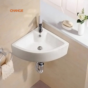 60351 hot sale modern design ceramic sanitary ware chaozhou triangular corner wall mounted bathroom vanities sink wash basin