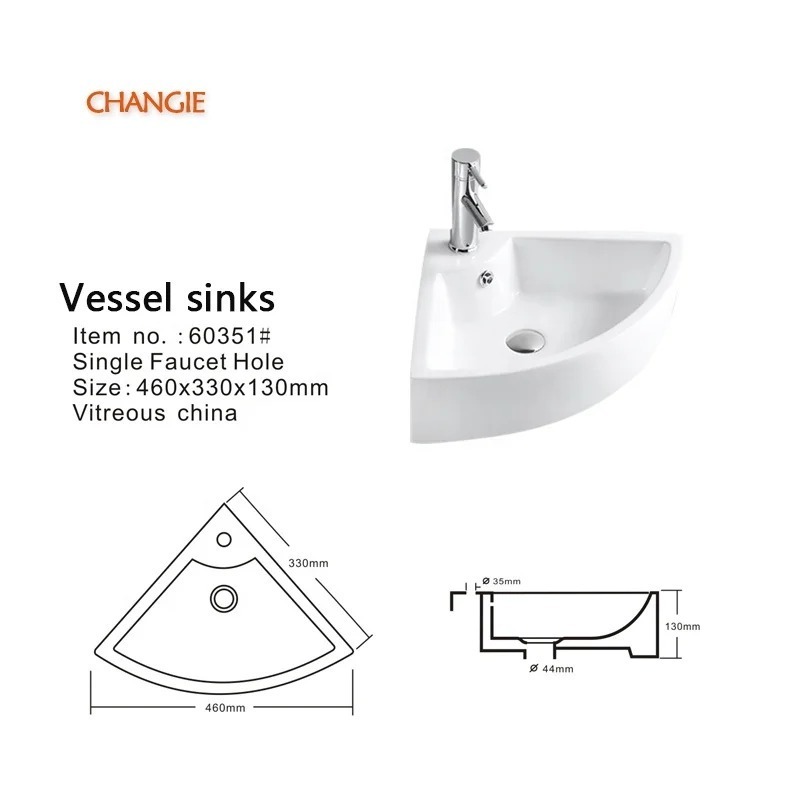 60351 hot sale modern design ceramic sanitary ware chaozhou triangular corner wall mounted bathroom vanities sink wash basin