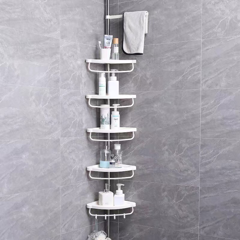 4 Floors Scalable  Wall Corner Bathroom Shelves With Stainless steel In Bathroom Shelf Corner For Bathroom Storage Rack