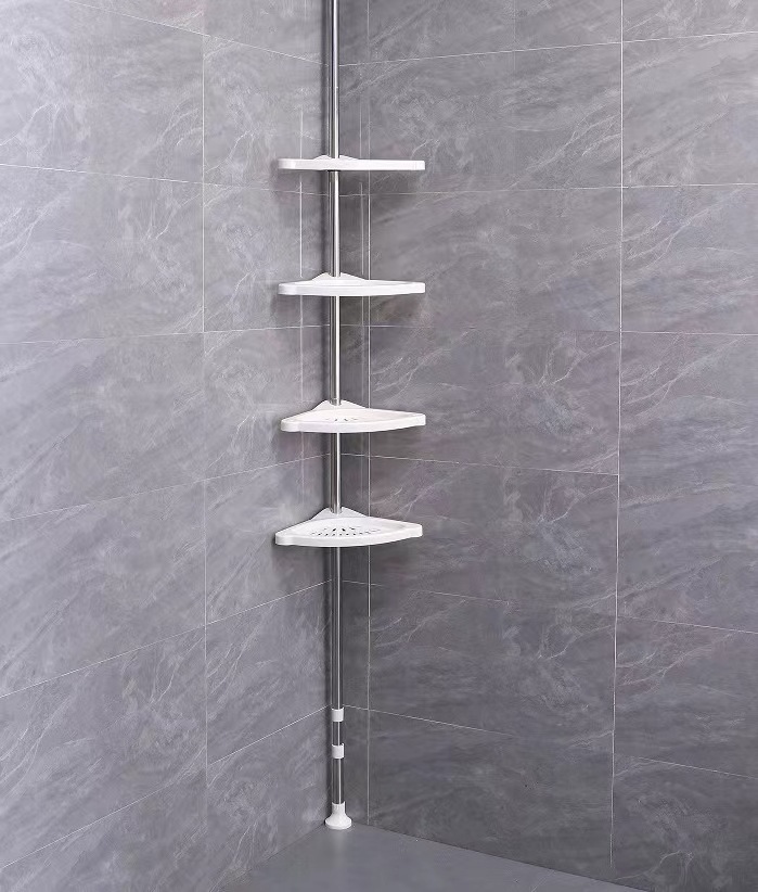 4 Floors Scalable  Wall Corner Bathroom Shelves With Stainless steel In Bathroom Shelf Corner For Bathroom Storage Rack