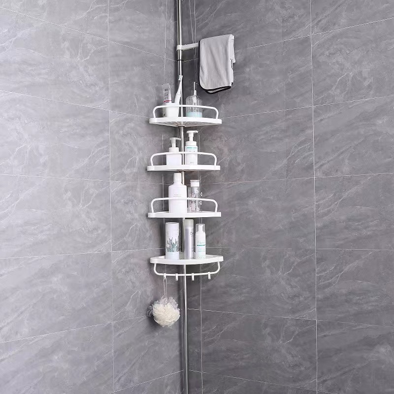 4 Floors Scalable  Wall Corner Bathroom Shelves With Stainless steel In Bathroom Shelf Corner For Bathroom Storage Rack