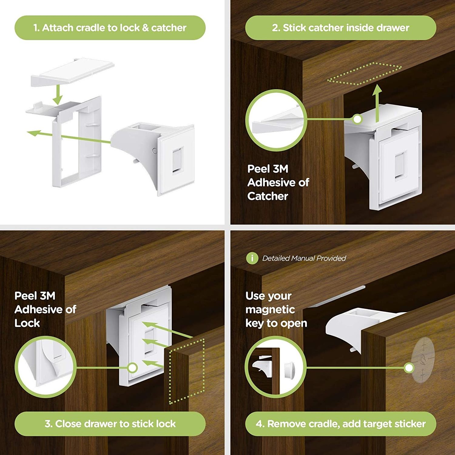 Hot Sale Magnetic Cabinet Drawer Lock With Key 12 Locks And 3 Keys For Baby Protection