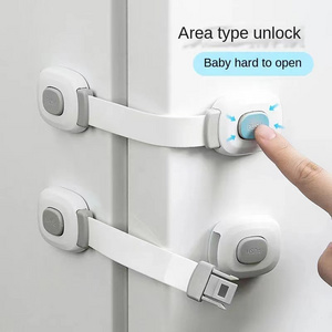 Baby Safety Lock With Plastic And Strong Adhesive In Cabinet Drawer Refrigerator Strap Lock For Baby Child Protection