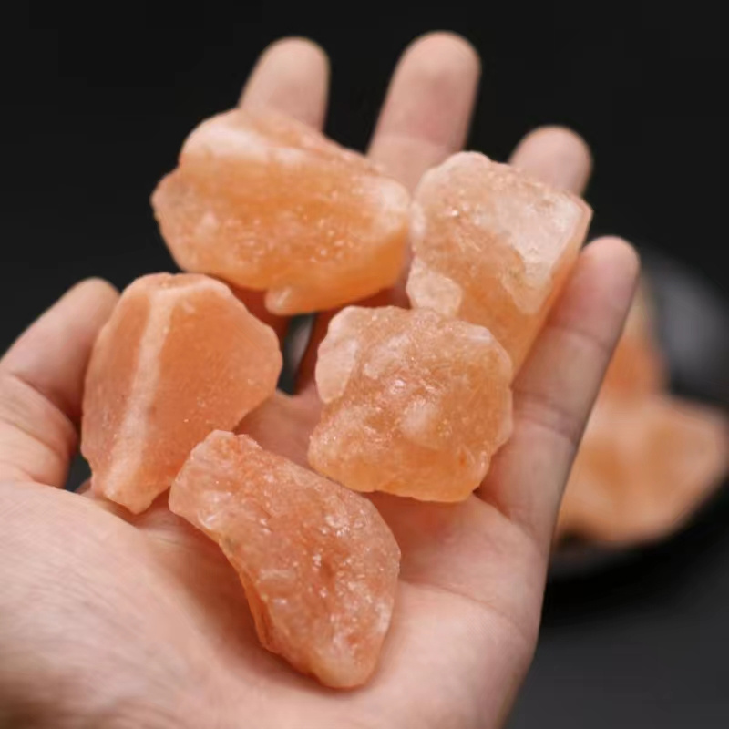 donghai crystal wholesalers natural  orange salt  raw stone Round healing crystal  stone