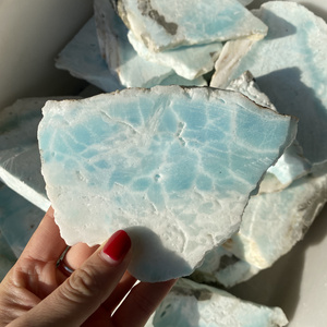 Donghai Wholesale High Quality Healing Copper Pectolite Raw Gemstone Natural Larimar Stone Slice