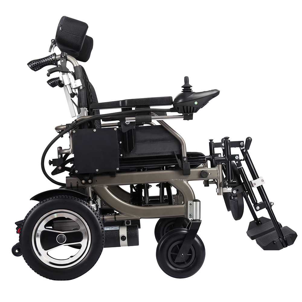 Luxury Big Electric Power Wheelchair on Sale with Pillow Optional and Powerful Drive Electric Wheelchair for Elderly Aluminum