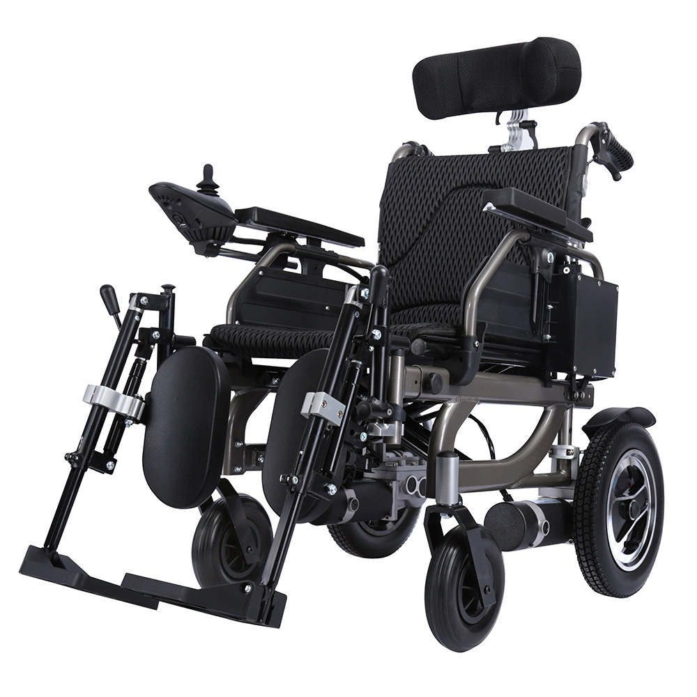 Luxury Big Electric Power Wheelchair on Sale with Pillow Optional and Powerful Drive Electric Wheelchair for Elderly Aluminum