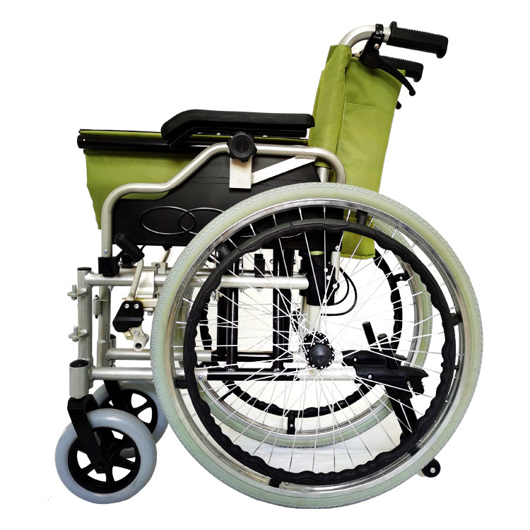 Cheap factory price safety and durable green color manual wheelchairs for people with special needs