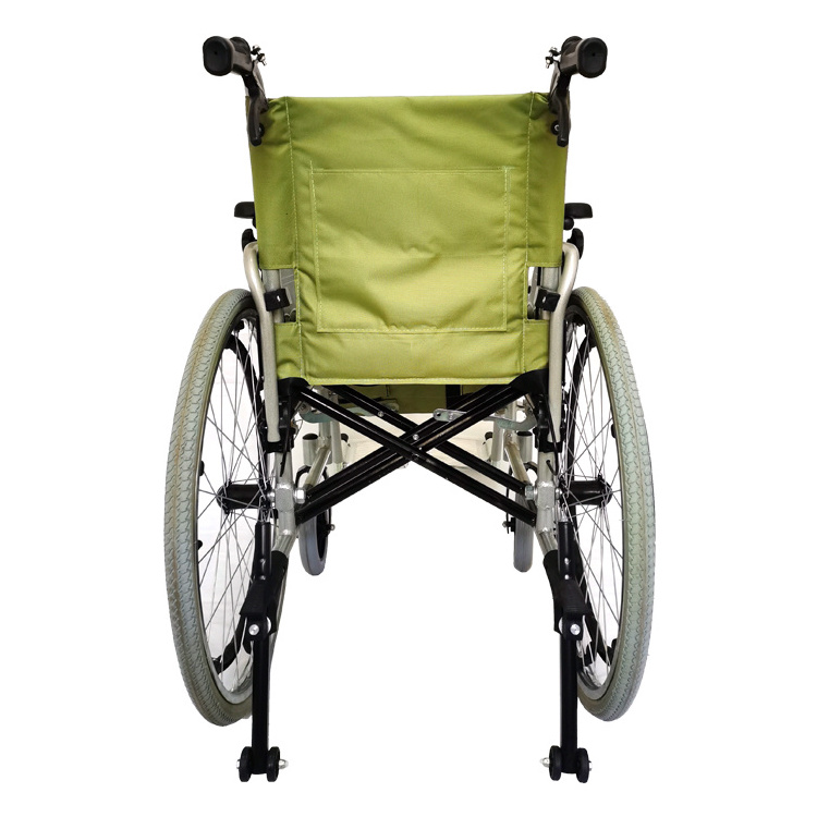 Cheap factory price safety and durable green color manual wheelchairs for people with special needs