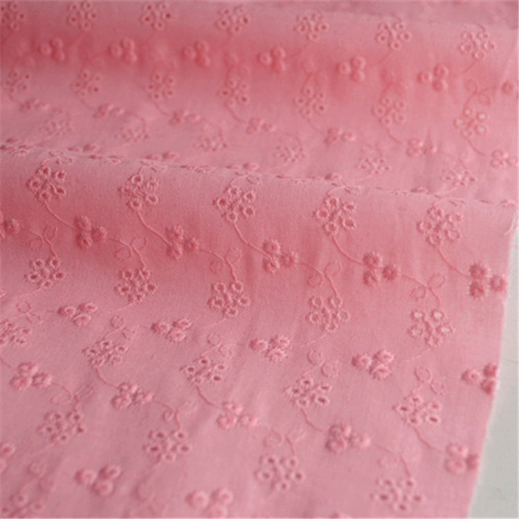 China factory sell cut work hole cotton lace fabric embroidery lace fabric  eyelet embroidery fabric for dress