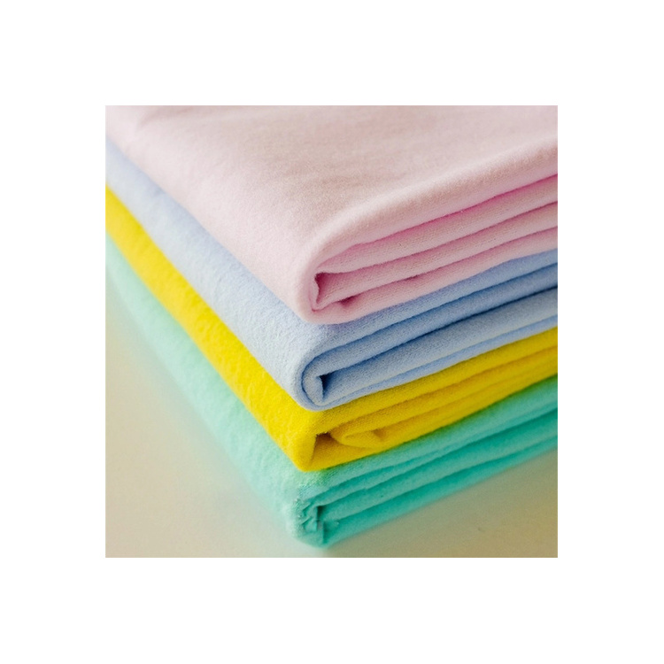 Manufacture plain dyed cheap polyester cotton baby flannel fleece fabric for blanket pajamas