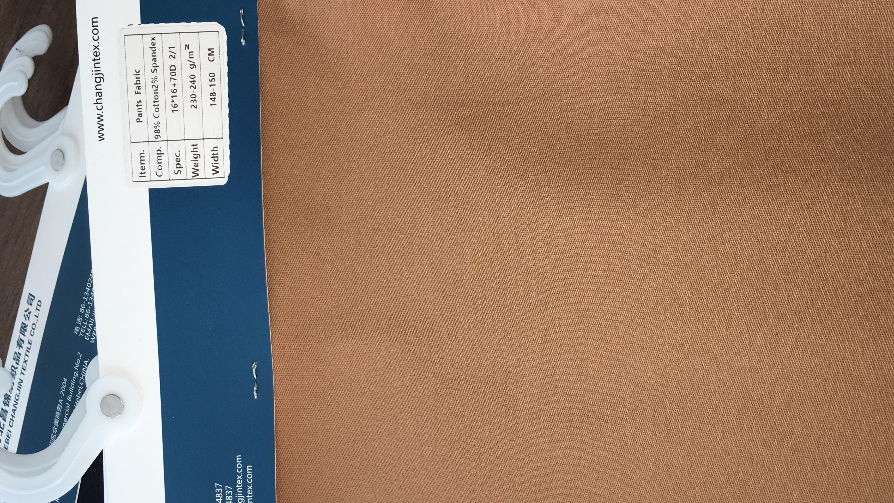 Cotton Fabric 98%Cotton 2%Spandex Stretch Twill Peached Fnish Fabric 10 colors High Quality Pants Fabric