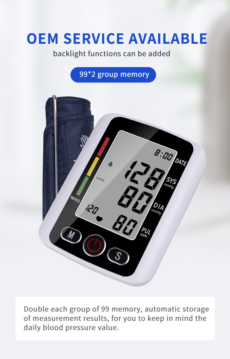 Blood Pressure Monitor Automatic Digital Upper Arm Blood Pressure Monitors for Home Use LCD Large Font Screen 3.8 in Backlit