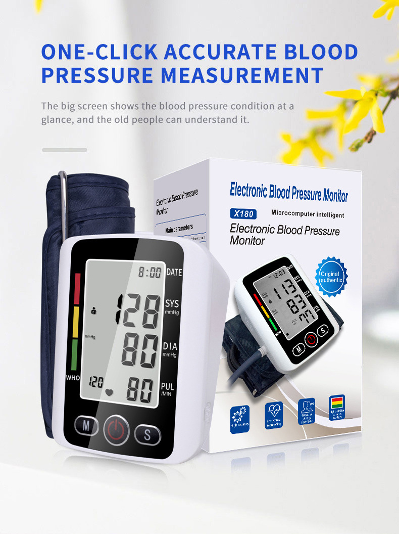 Blood Pressure Monitor Automatic Digital Upper Arm Blood Pressure Monitors for Home Use LCD Large Font Screen 3.8 in Backlit