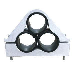 JGPU type three hole aluminium alloy series bridge cable clamp with rubber pad for 3 cores cable