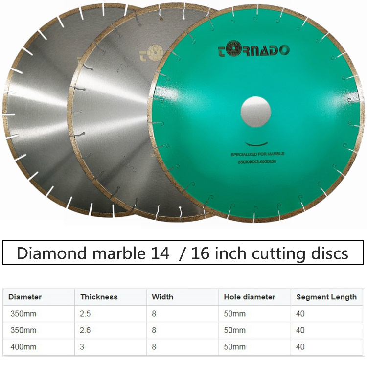 U shaped green rim round 14inch 350mm diamond marble hole cutting saw blade cutting tools accessories