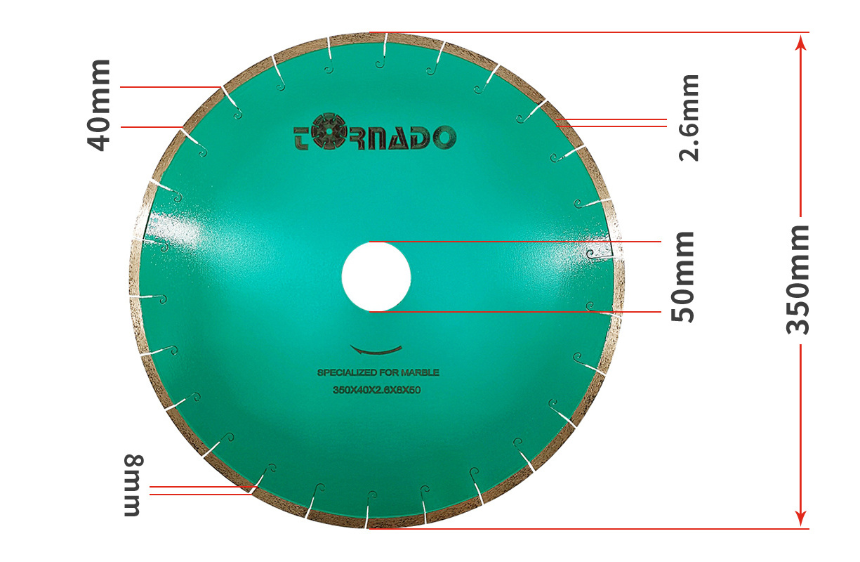 U shaped green rim round 14inch 350mm diamond marble hole cutting saw blade cutting tools accessories