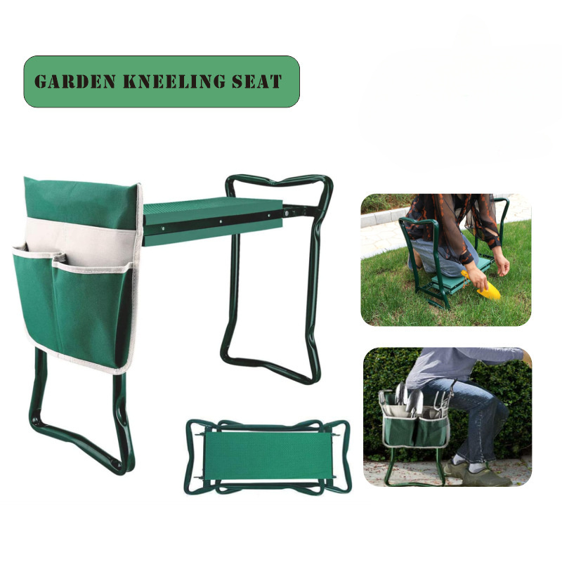 Garden kneeling stool with tool bag multifunctional outdoor small chair anti slip folding garden stool