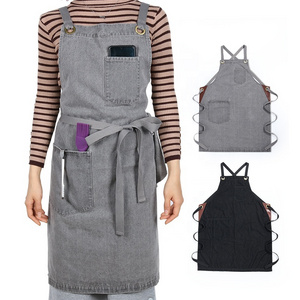 CHANGRONG Custom Unisex adjustable multi pocket denim apron for Chef Kitchen BBQ