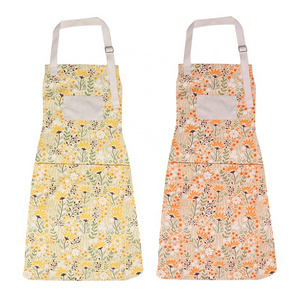 CHANGRONG Wholesale Custom Print Logo Women 2 Pocket Adjustable Cotton Polyester Bib Kitchen Apron