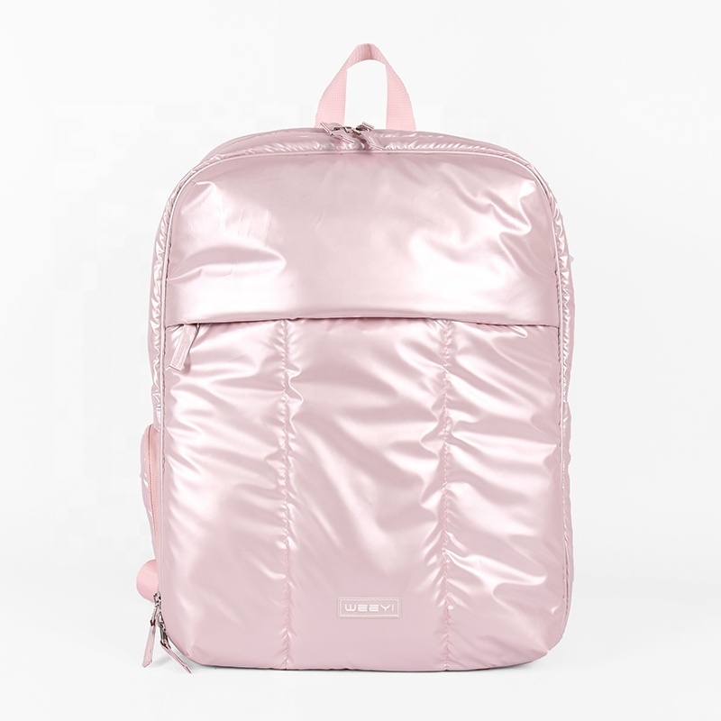 CHANGRONG Custom Women Pink Puffy Bag Backpack Waterproof Lightweight Designer Travel Casual Daypack