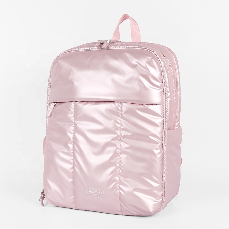 CHANGRONG Custom Women Pink Puffy Bag Backpack Waterproof Lightweight Designer Travel Casual Daypack