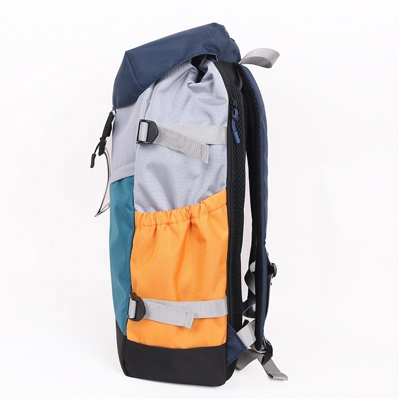 CHANGRONG Custom recycled rpet lightweight outdoor travel casual sports color block backpack  man