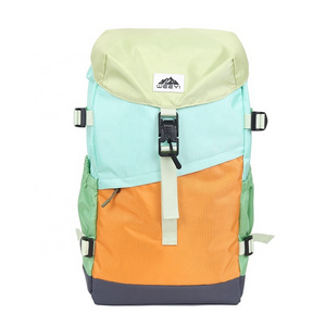 CHANGRONG Custom recycled lightweight waterproof polyester laptop color block backpack custom logo