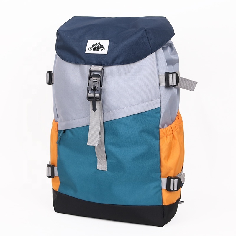 CHANGRONG Custom recycled rpet lightweight outdoor travel casual sports color block backpack  man