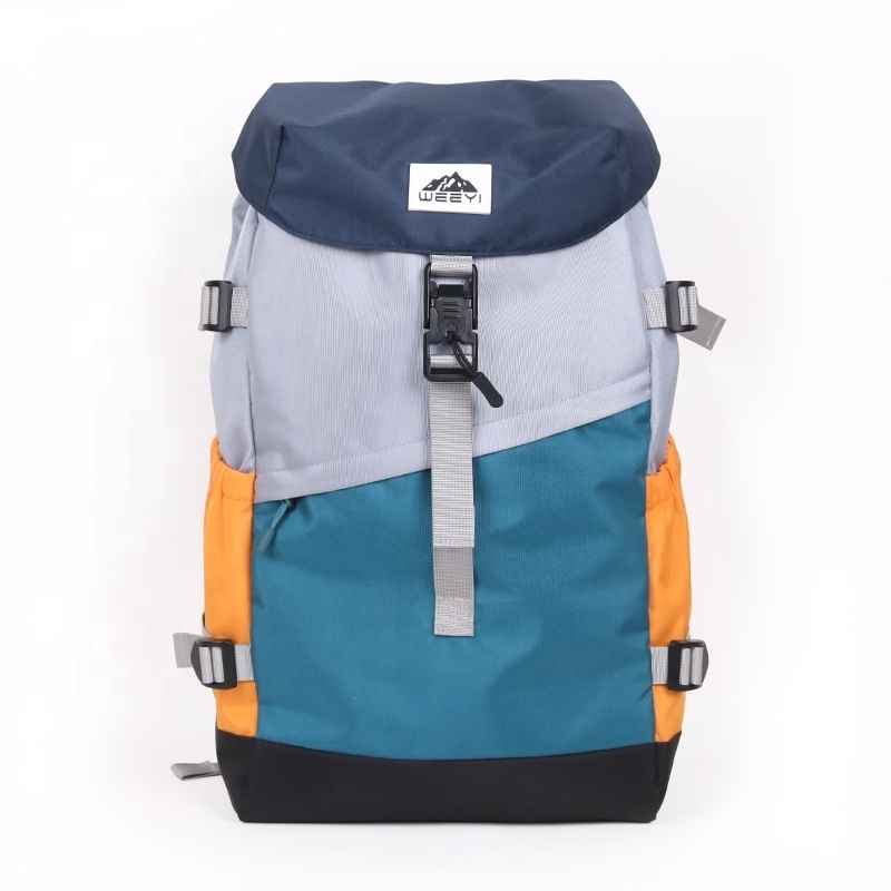 CHANGRONG Custom recycled rpet lightweight outdoor travel casual sports color block backpack  man