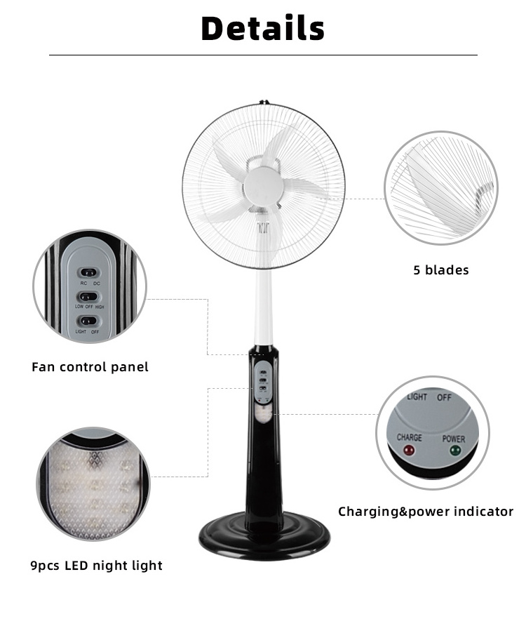 CHANGRONG Rechargeable Electric 16 Inch Standing Fan Cheap Price Low industrial Floor Soundless Retro Home Fan