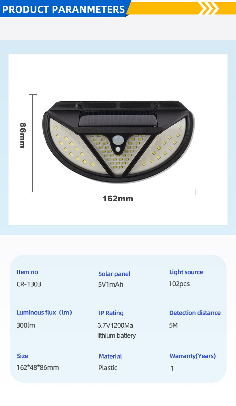 1000 Lumens LED Motion Sensor Solar Lights Outdoor Bright Porch Lighting