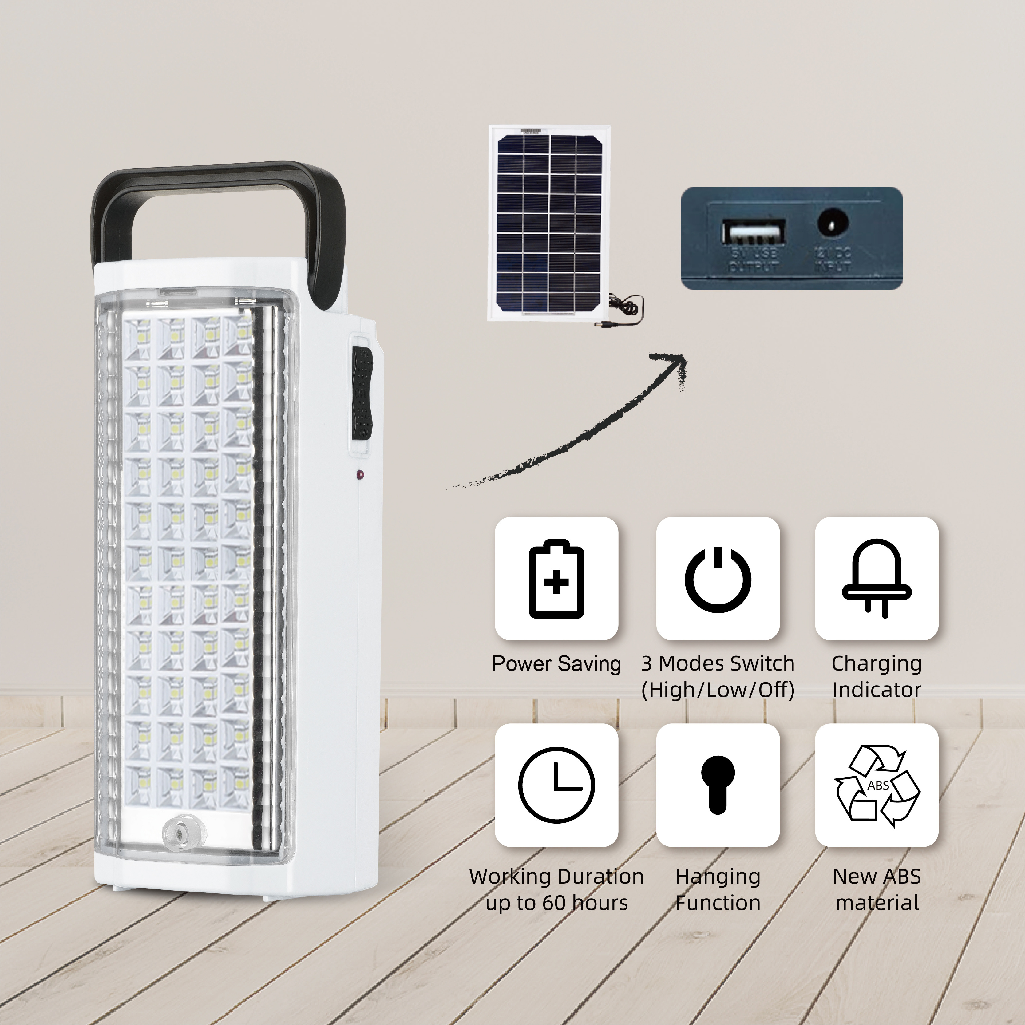 Rechargeable long lasting LED Lantern popular in South Africa due to Load shedding with power bank and solar charging