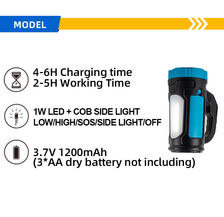 CHANGRONG Rechargeable LED Torch Two sided Camping Light Emergency Light Big Flashlight but Lightweight