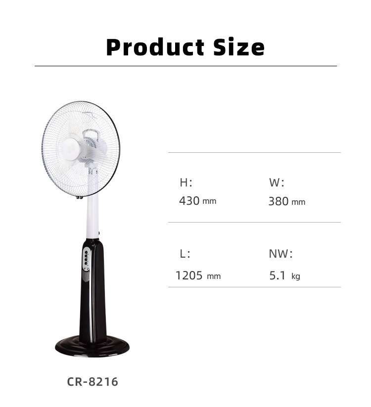 CHANGRONG Rechargeable Electric 16 Inch Standing Fan Cheap Price Low industrial Floor Soundless Retro Home Fan