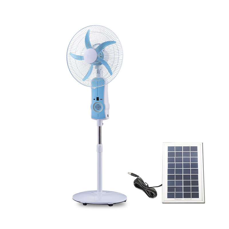 18 inch Rechargeable Standing Solar Fan Air Cooling Fan for Home with LED Night Light